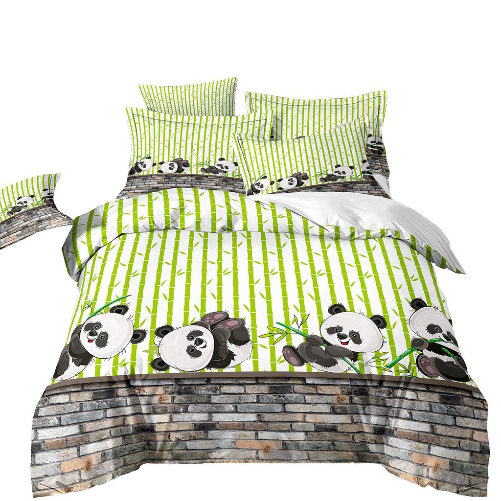 Children'S Cartoon Animal Panda Dog Toy Car Bedding 3D Digital Printing Three-Piece Set
