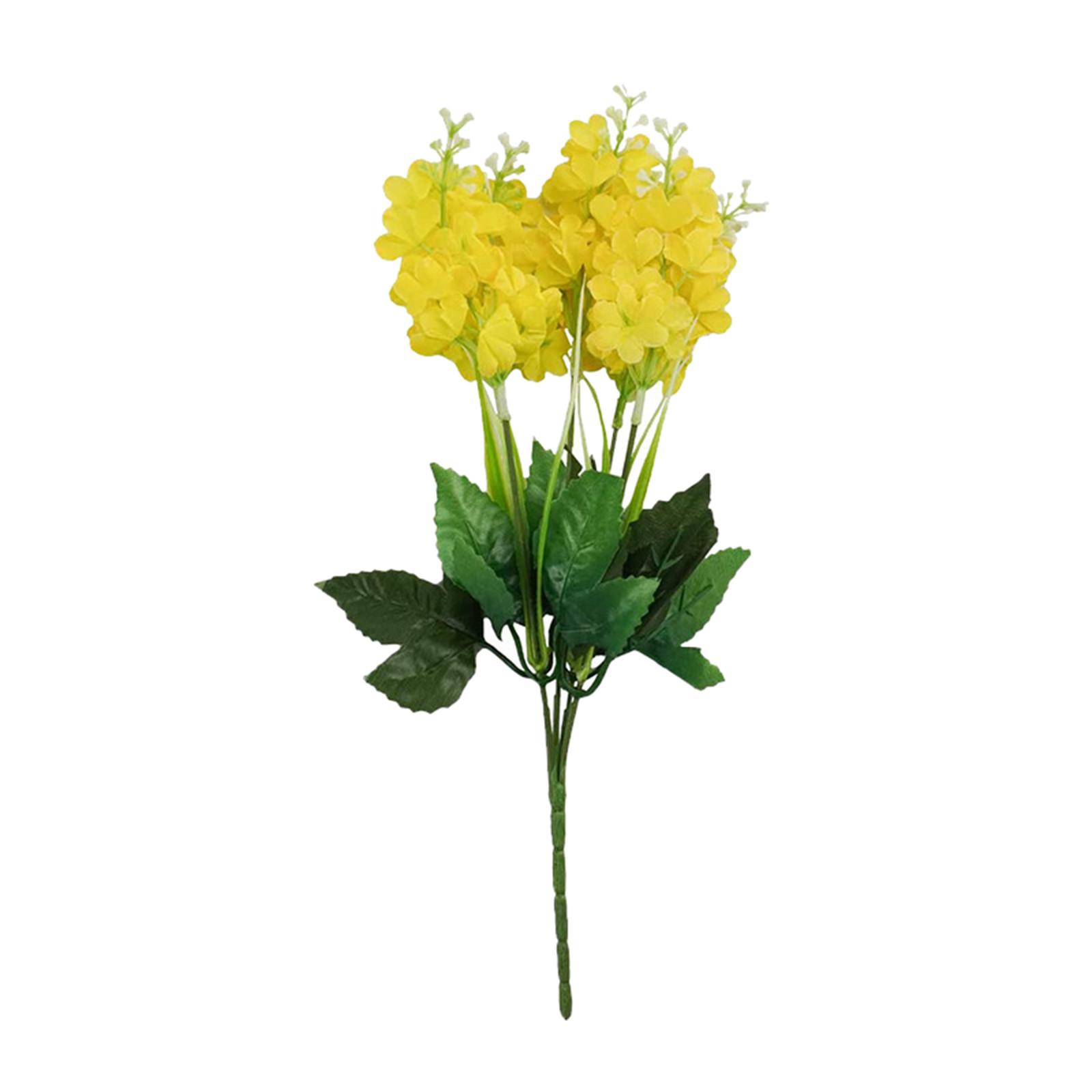 

Artificial Five-Petal Hyacinth Flower Bouquet Realistic Faux Floral Arrangement with Green Leaves for Home Office Decoration Indoor Display One Size жовтий