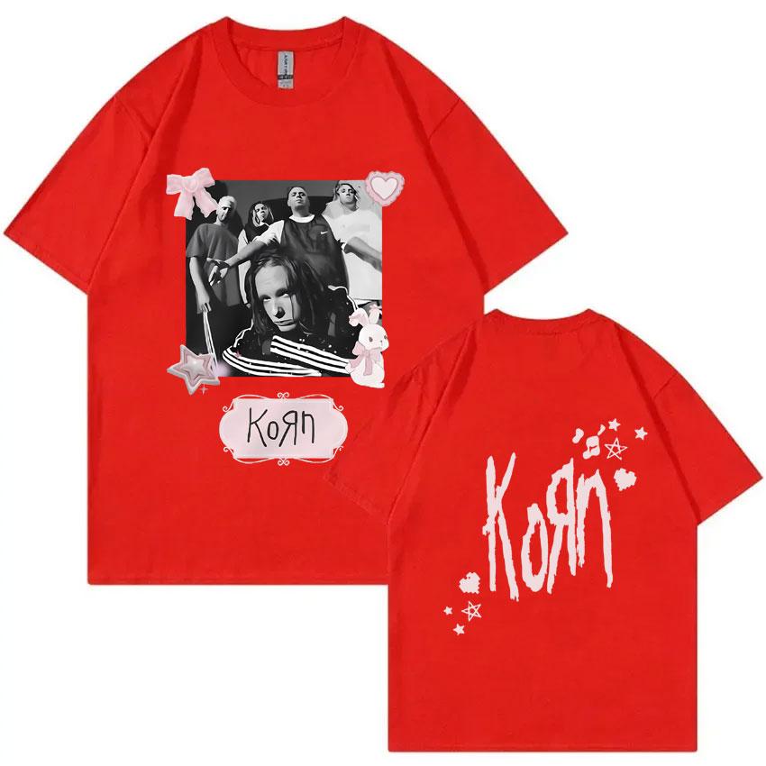 Rock Band Korn Vintage Oversized Tshirt Unisex Women Funny Kawaii Cute Pink Merch T Shirts Male Alternative Nu Metal Music Tshirt S