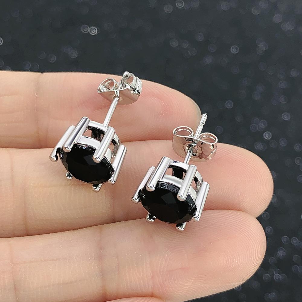 Black Crystal Stud Earrings for Men Classic Four Six Claws Women Cartilage Studs 3mm 8mm Zircon Piercing Ear Jewelry
