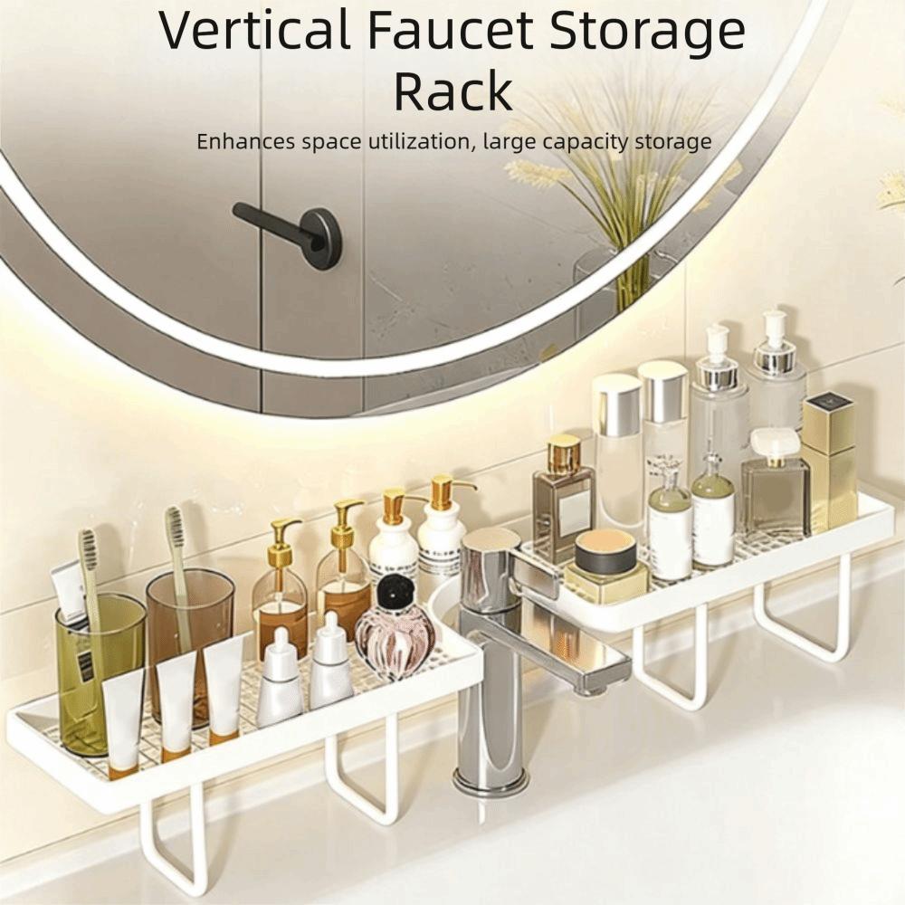 Scaffale per lavello da rubinetto antiruggine, scolapiatti per lavello di grande capacità, scaffale portaoggetti per bagno, lavabo