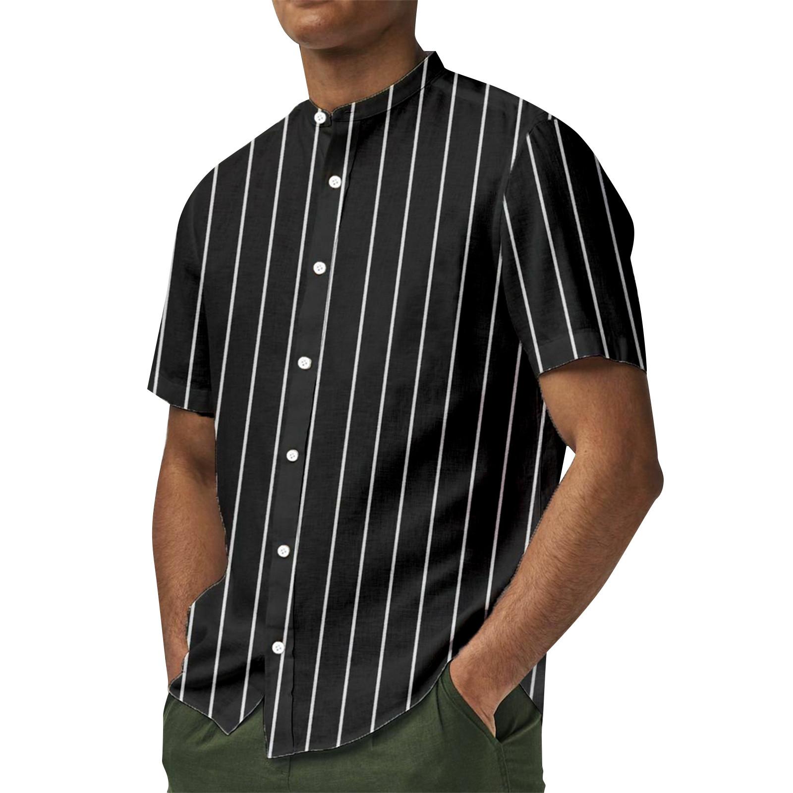 

Гавайская рубашка для мужчин, мужские винтажные рубашки для боулинга на пуговицах, летняя пляжная рубашка с коротким рукавом L чёрный