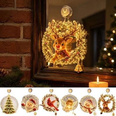 Suction Cup Christmas Window Lights Hanging Window Decorations  Home Party Decorations