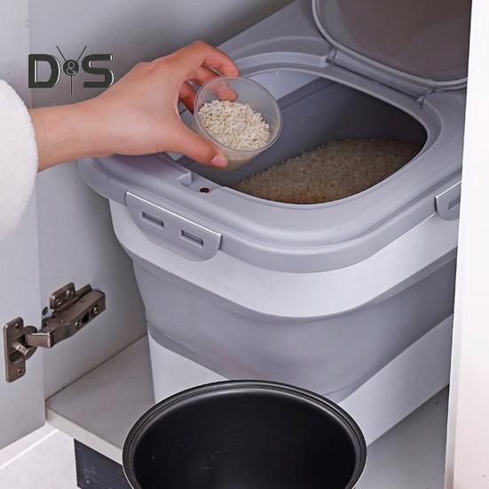 Collapsible Cat Dog Food Storage Container with Lid Wheels Design Large Capacity Dry Dog Cat Food Box Moisture Proof Box