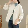 Available: Quilted Women's Korean-Style Loose Winter Jacket with Irregular Placket and Round Neck.
