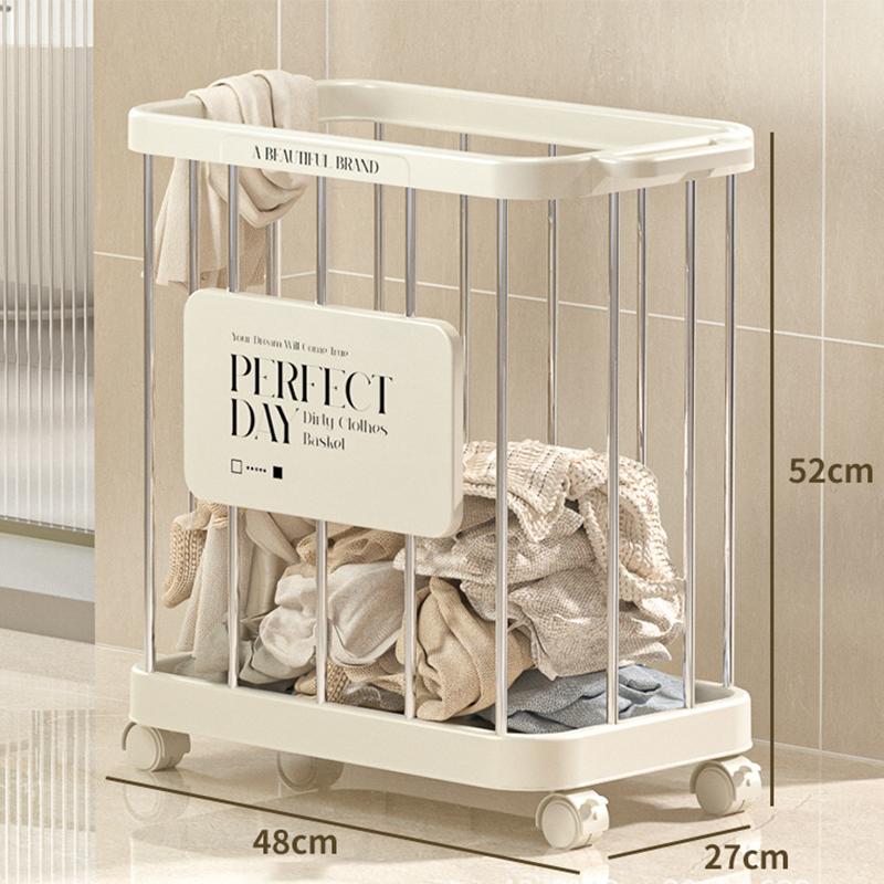 Movable Dirty Clothes Storage Basket  Large Capacity Clothes Storage Container for Dirty Hamper Washing Clothes Storage Basket