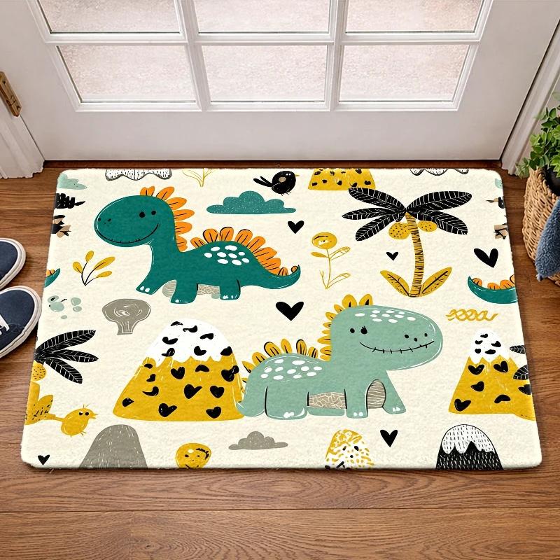 Adorable Dinosaur Floor Mat – Washable Soft Rug with Cartoon Design, Non-Slip PVC Backing for Indoor/Outdoor Use