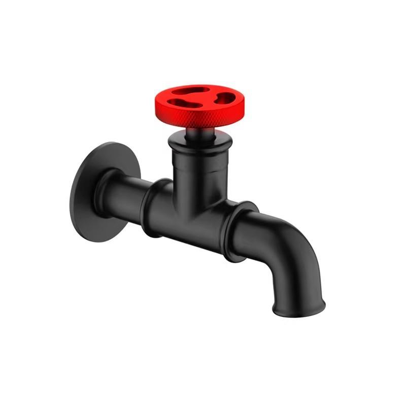 Rubinetto a Vite Retro Euro Nero Opaco Rubinetto Lavatrice Rubinetto WC Mocio Piccolo Rubinetto a Muro Rubinetto Esterno Giardino 1/2