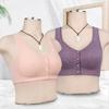 Front Button Middle-aged and Elderly Underwear for Women Large Size Without Steel Ring Wide Shoulder Strap Vest Style Jacquard Bra