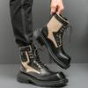 Men’s Retro Punk Thick Sole Platform Boots Jockey Boots Street Style Square Toe Motorcycle Boots High Boots Plus Size