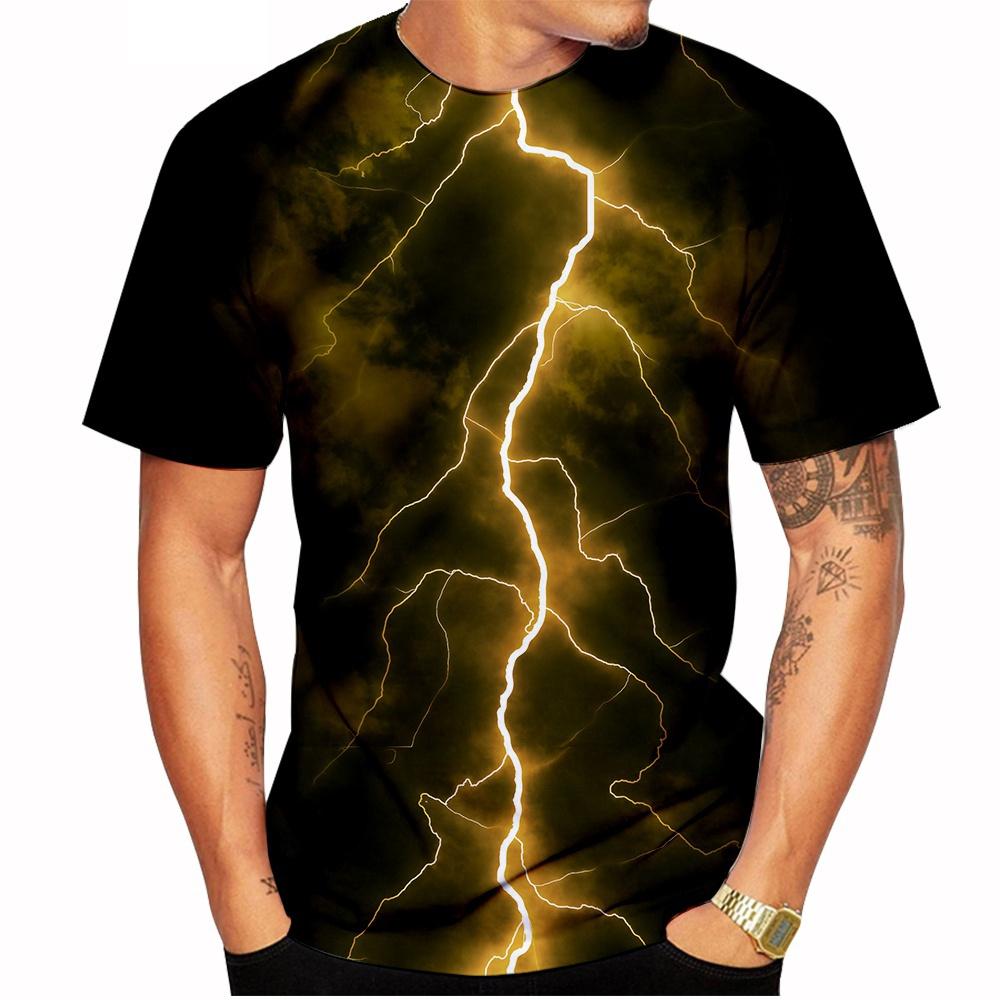 Letni Trend Mody Druk 3D Wzór Błyskawicy Personalizowany Fajny Nadruk Casualowy Wygodny T-shirt z Krótkim Rękawem