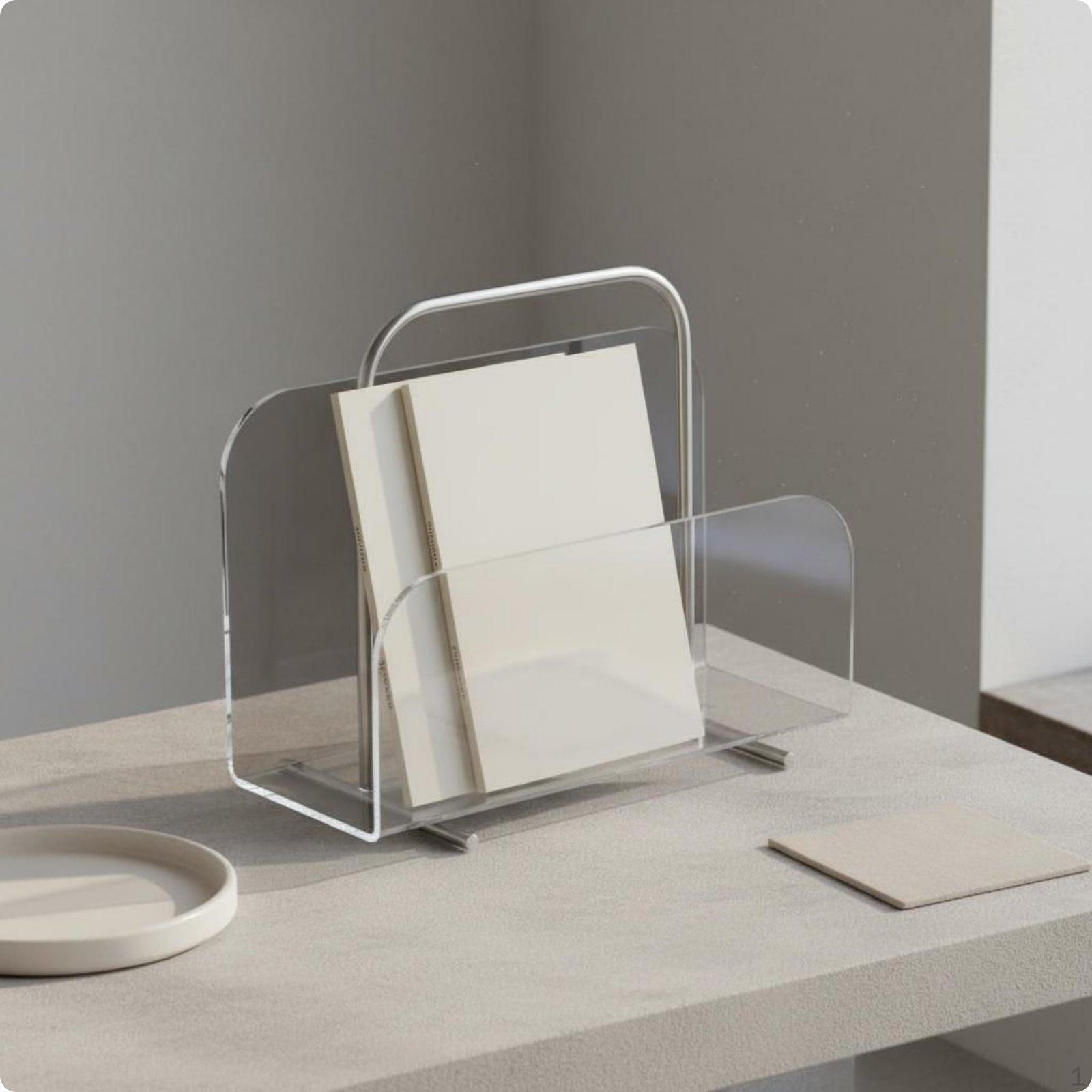 Acrylic Magazine Rack Portable Handle Stylish Periodical Holder Handles Newspaper Stand for Transparent