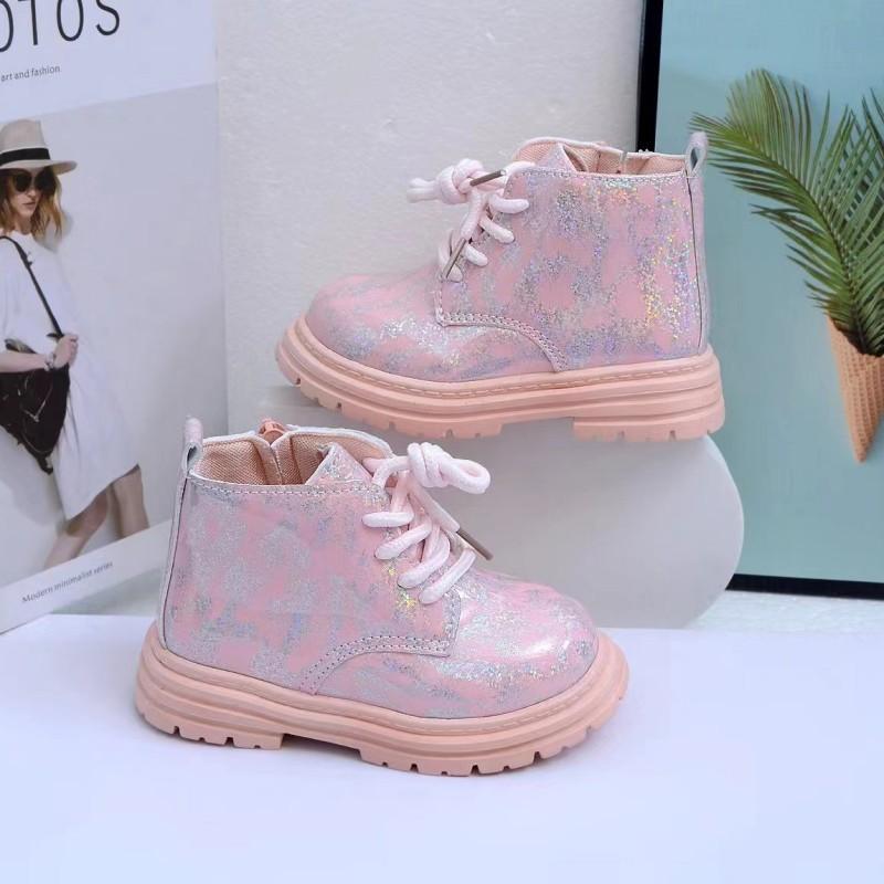 Kinderschuhe Stiefel für Mädchen 2024 Frühling Herbst Glänzend Kleinkinder Lässige Kurze Stiefel Mode Kinder Vielseitige Stiefel Dicke Sohle