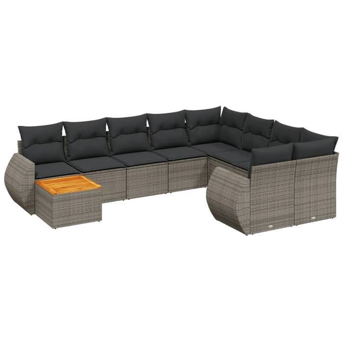 VidaXL Garden Lounge Set with Cushions 10 Pcs, Patio Sofas, Patio Furniture Set, Outdoor Furniture, Grey 3257502