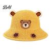 Hollow Woven Summer Hat Cute Animals Straw Sun Hats for Kids, UV Protection Fishing Hat, Wide Cartoon Patch Brim Bucket Breathable Outdoor Beach
