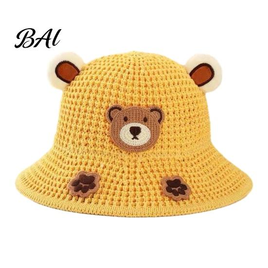Hollow Woven Summer Hat Cute Animals Straw Sun Hats for Kids, UV Protection Fishing Hat, Wide Cartoon Patch Brim Bucket Breathable Outdoor Beach
