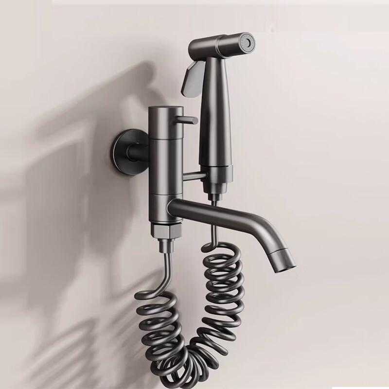 304 Stainless Steel Mop Sink Faucet with Retractable Spray Gun Bathroom Kitchen Tap Accessories