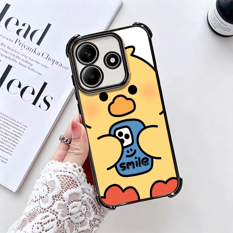 Cartoon Cute Duck Soft Phone Case For Xiaomi Redmi Note 14 15 Pro Plus 13 12 11S 11T 5G 10 9S 9 Plating Anti-Fall Fundas