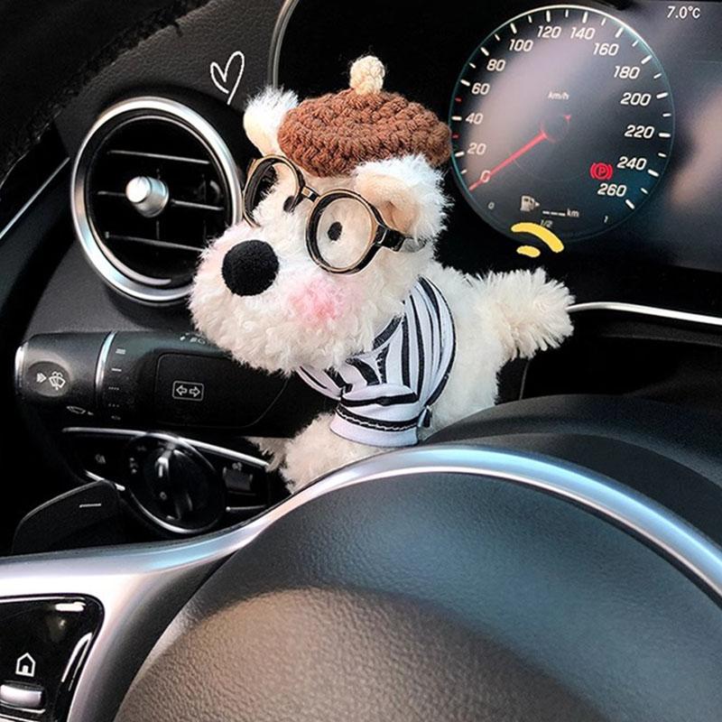 Car Accessory Used For Car Gear Shift Decoration Cute Turn Signal West Highland Dog Wiper Dolls Rearview Mirror Ornament Gift