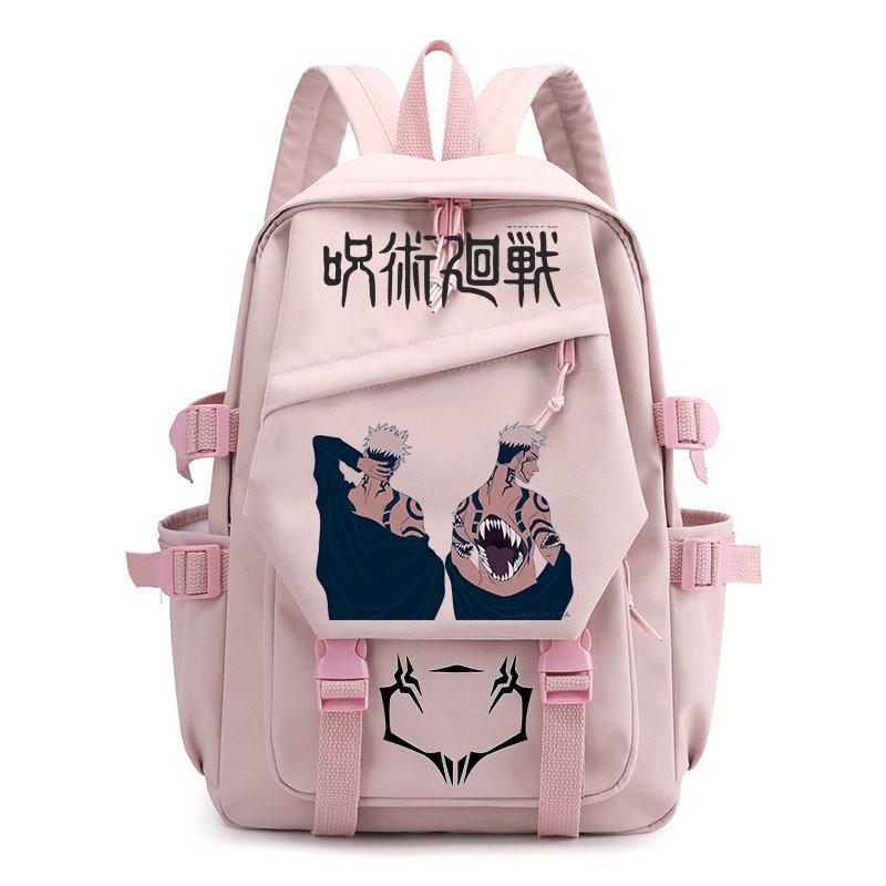Anime Jujutsu Kaisen Iskolatáska Gyerekeknek Tinédzsereknek Diákoknak Nylon Kétvállú Táska USB Porttal Párnázott Pántokkal