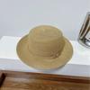 New Straw Top Hat Men's British Belt Buckle Jazz Hat Women's Spring and Summer Travel Seaside Sunshade Flat Top Sunscreen Hat