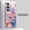 Shiny Butterfly Pattern 2D Phone Case for Samsung S26 S25 S24 S23 S22 S21 S20 A56 A36 A16 Electroplated Glass Protective Cover