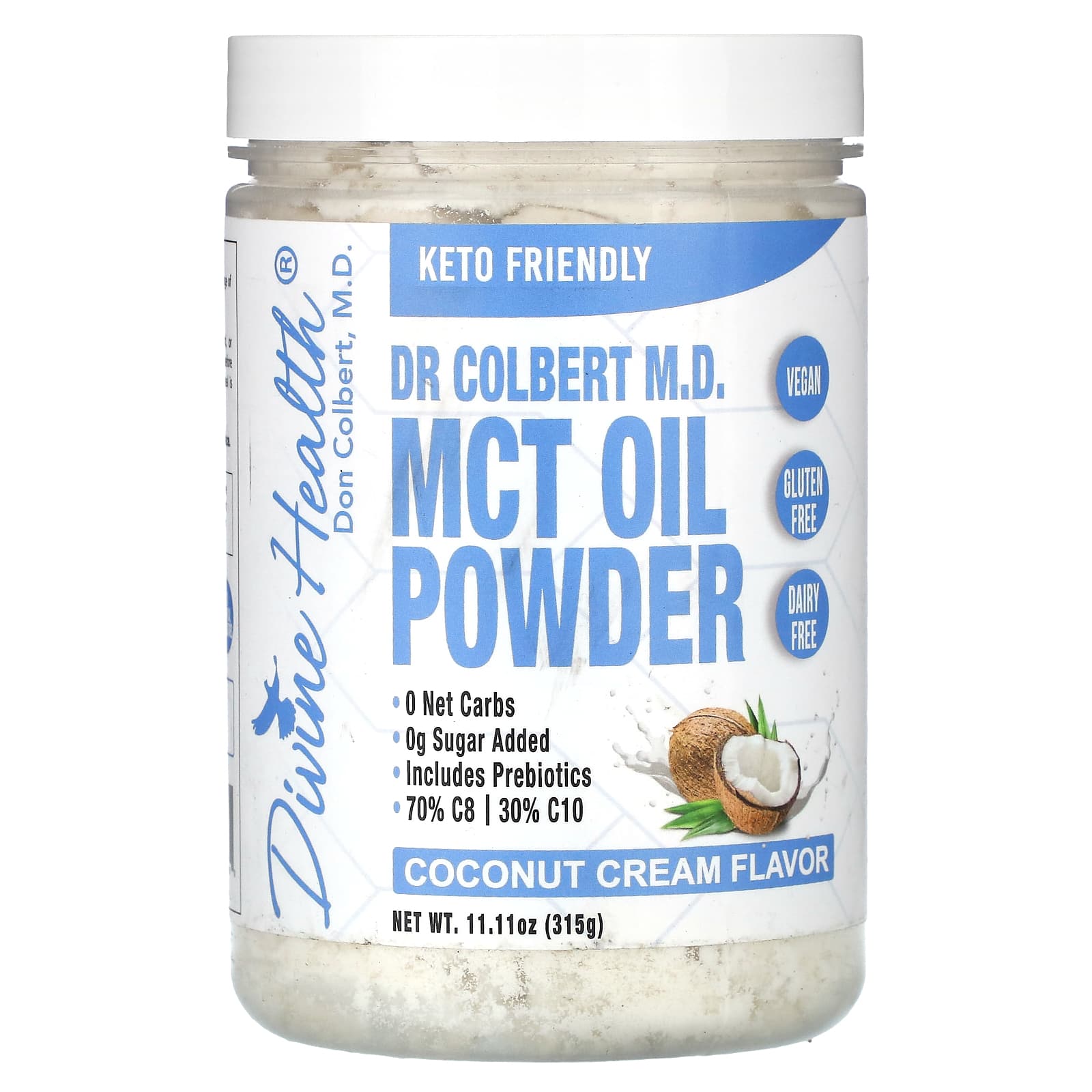 

Божественне здоров я, Dr. Colbert, MCT Oil Powder, Coconut Cream, 11,11 oz (315 г)