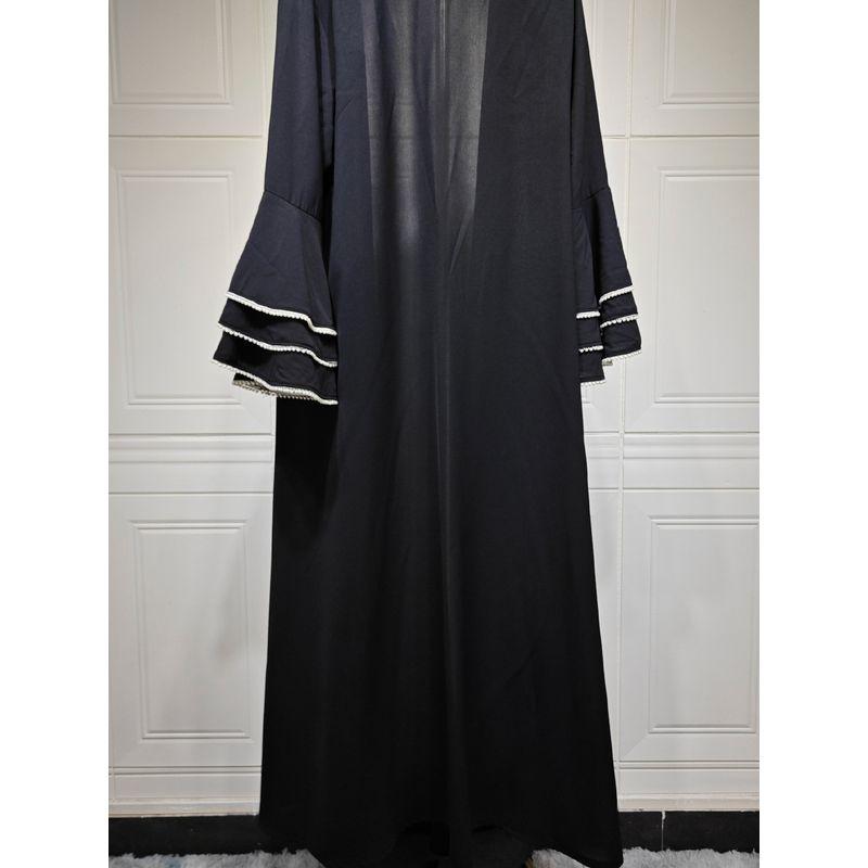 Arab Dubai Cardigan Rason Lotus Leaf Cuff Patchwork Beads Indonesia Fashion Long Outwear Robe