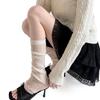 Ballet-Style Slimming White Leg Warmers for Women - Spring/Summer Breathable Vertical Stripe Ruffle Calf Socks