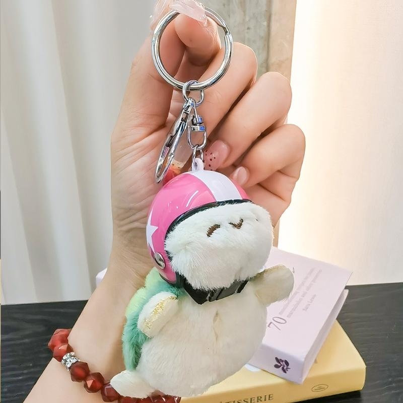 1Pcs Animal Ornament Car Exquisite Decoration Helmet Sea Turtle Keychain Purse Bag Charm Plush Pendant Keyholder