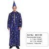 [Halloweenský kostým pro muže a ženy] Kostým kouzelníka pro dospělé, kostým pro magickou show, modrý hvězdný plášť + sada špičatého klobouku, hvězdy