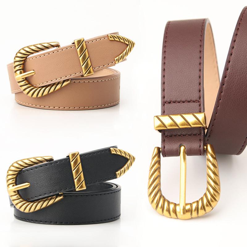 Vintage Retro Leather Belt With Alloy Buckle For Womens Fashion Accessories