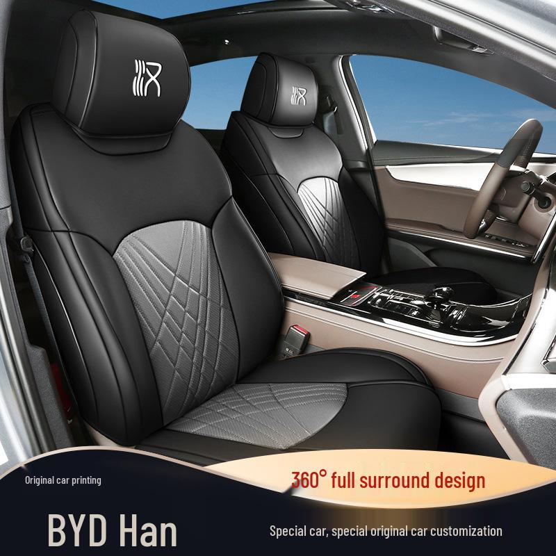 Durable Leather Seat Cover for BYD Han - Suitable for All Seasons, Fits Five Seats