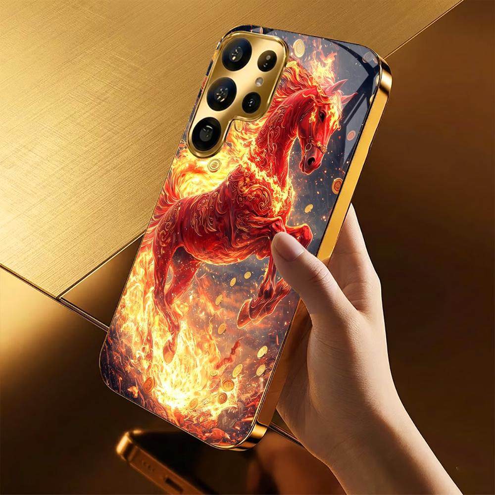 Luxurious Luxury High-end PhoneCase Electroplating Glass PhoneCase for Samsung Galaxy S26 S25 S24 S23 S22 S21 FE,Ultra,Plus