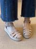 Sheepskin version~ 2025 new summer versatile retro hollow one-word buckle straw thick sole heightening Roman sandals women