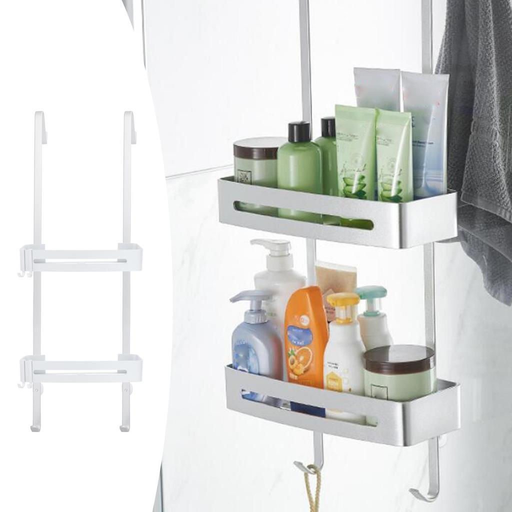 Bathroom Shower Over the Door Aluminum Rustproof Basket Towel Rack Shelves for Shampoo Soap