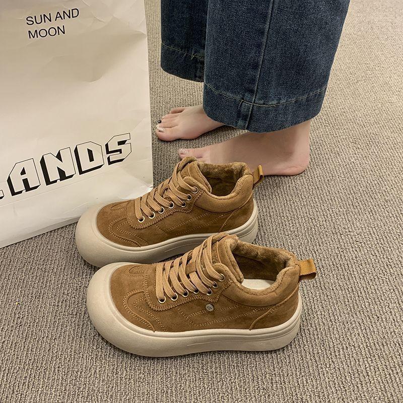 

Флисовые высокие ботинки женские зимние новые на платформе повседневные спортивные кеды легкие ботинки теплые хлопковые ботинки 35