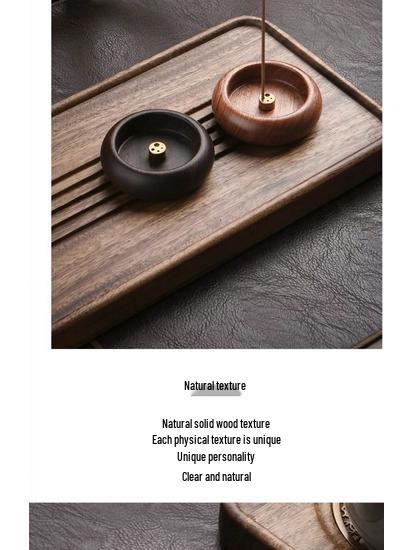 Walnut Mini Solid Wood Incense Holder - Multi-Hole Agarwood & Sandalwood Burner for Home & Travel