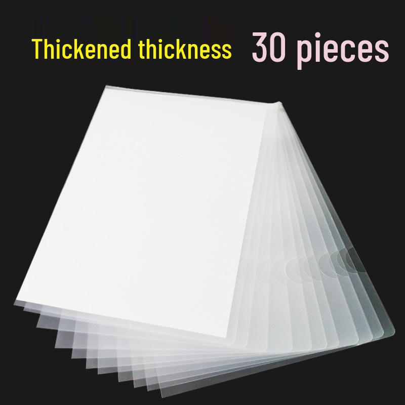 A4 Single Sheet L-Type Transparent Folder - Thickened Two-Page File Sleeve