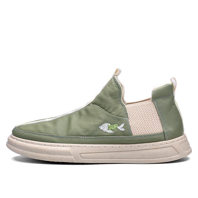 Autumn outdoor casual board shoes lazy canvas shoes handmade gouging green driving shoes 39