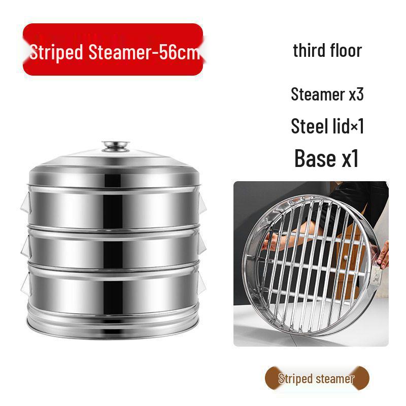 Large-Capacity Stainless Steel Steamer Basket for Fish and Buns