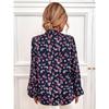 Floral Print Tie Front Blouse, Elegant Long Sleeve Blouse For Spring & Fall, Women's Clothing