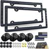BGGTMO Mounta License Plate Frame- Black Aluminum Car Tag Cover Holder With Stainless Steel Screws Caps, Snow Mountain Tree Decal Sticker, 1 Pack 2