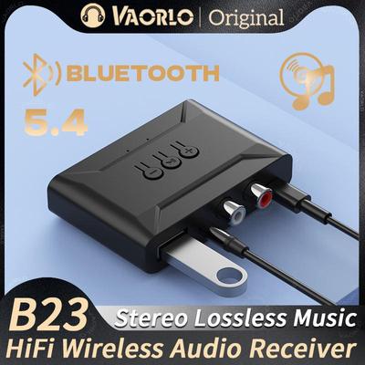 VAORLO Bluetooth 5.4 Audio Receiver USB U-Disk Musik Wireless Adapter mit Mikrofon 3,5 mm AUX R/L RCA HIFI Stereo für Autolautsprecherverstärker