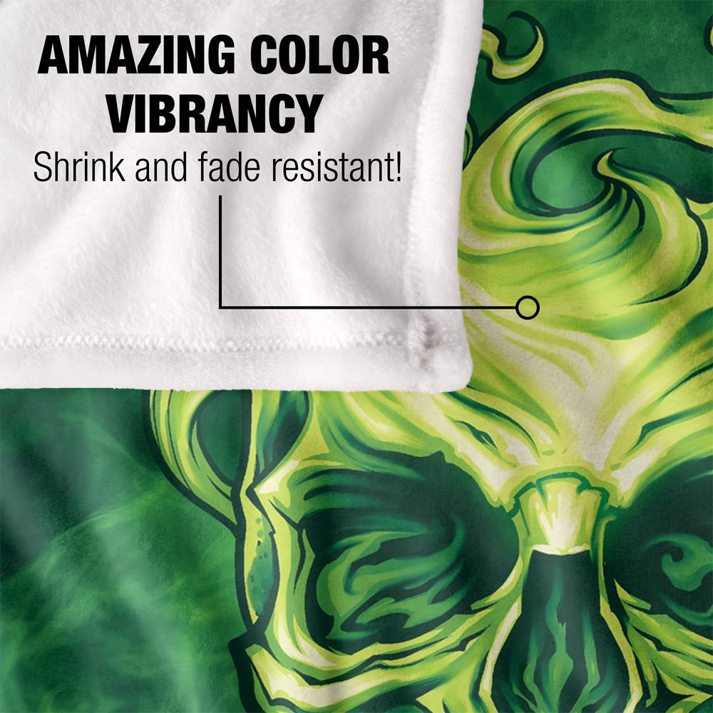 JQ Licensing Glowing Green Silky Skull Supersoft Blanket