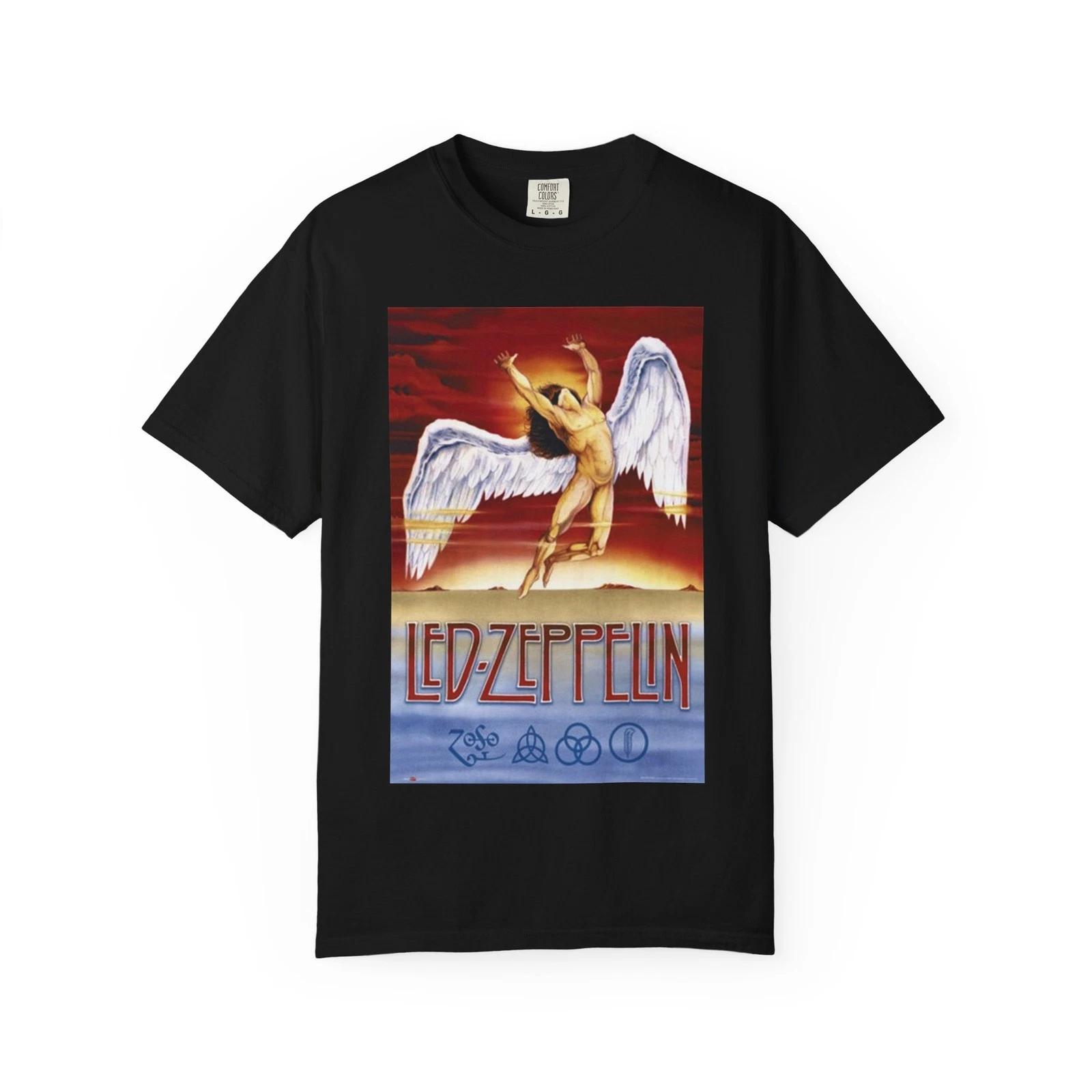 Led Zeppelin Icarus Angel Graphic T-Shirt | Rock Band Retro Poster M