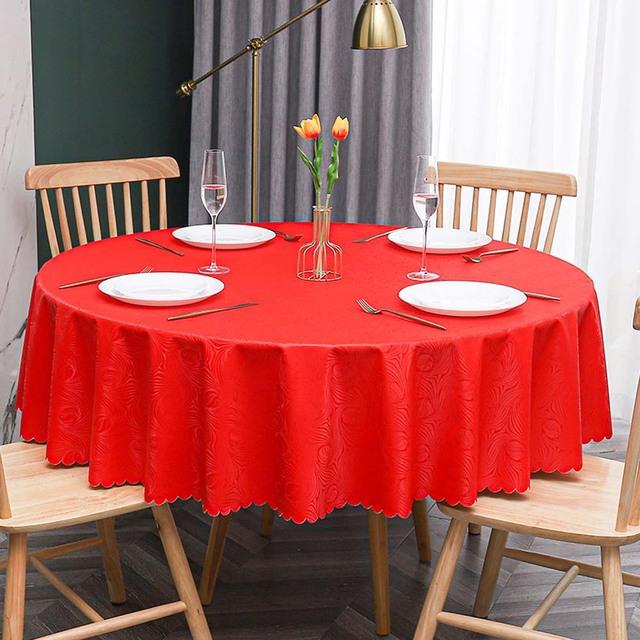 Table Cloth Round Pu Waterproof Antifouling Oil -Proof Wedding Tablecloth For Table Print With Lace Table Cover For Dining Table