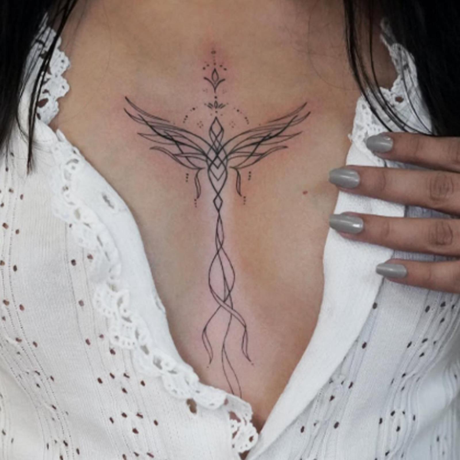 Glow Makeup Unisex Dark Ins Simple Personality Domineering Phoenix Line Totem Tattoo Sticker