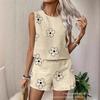 New Cross-border European and American Women's Clothing Casual Shorts Set Sleeveless Amazon