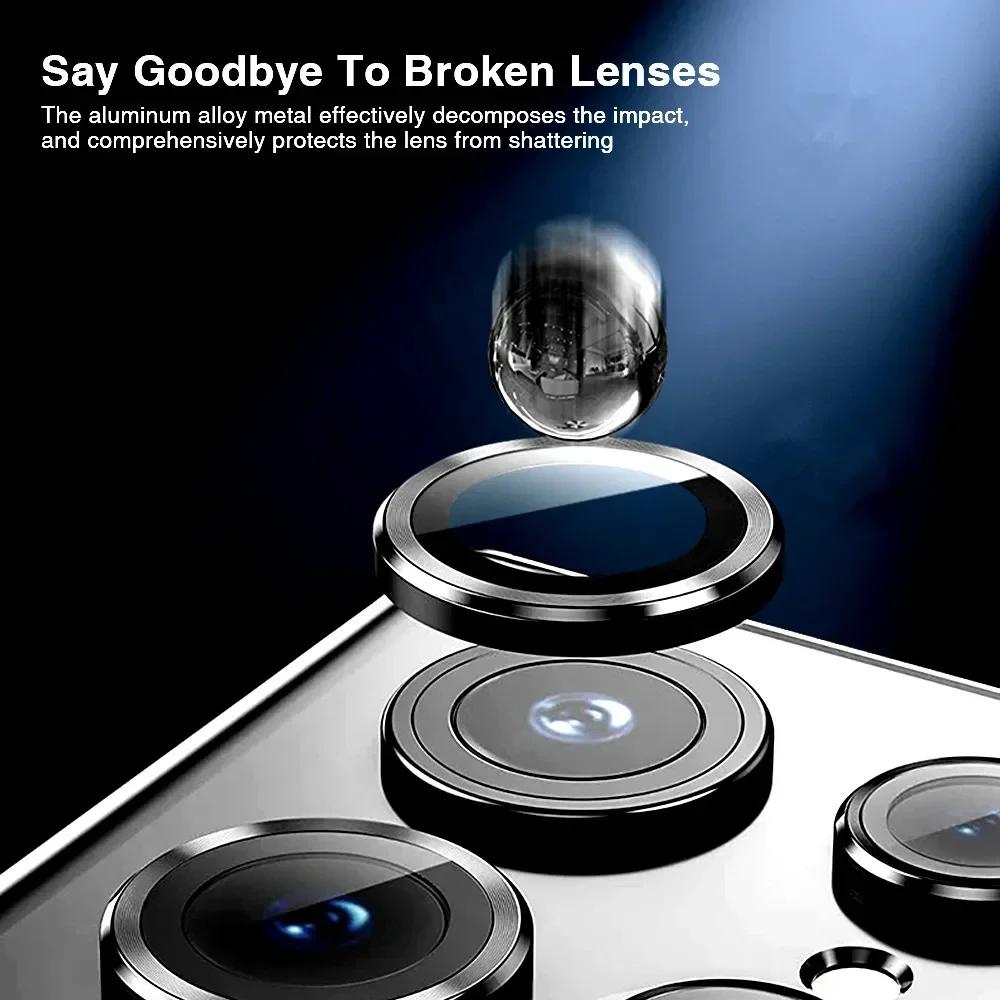 HD Tempered Glass Camera Lens Protector Metal Ring Film For Samsung Galaxy S26 S25 S24 S23 Ultra Plus Anti-Scratch